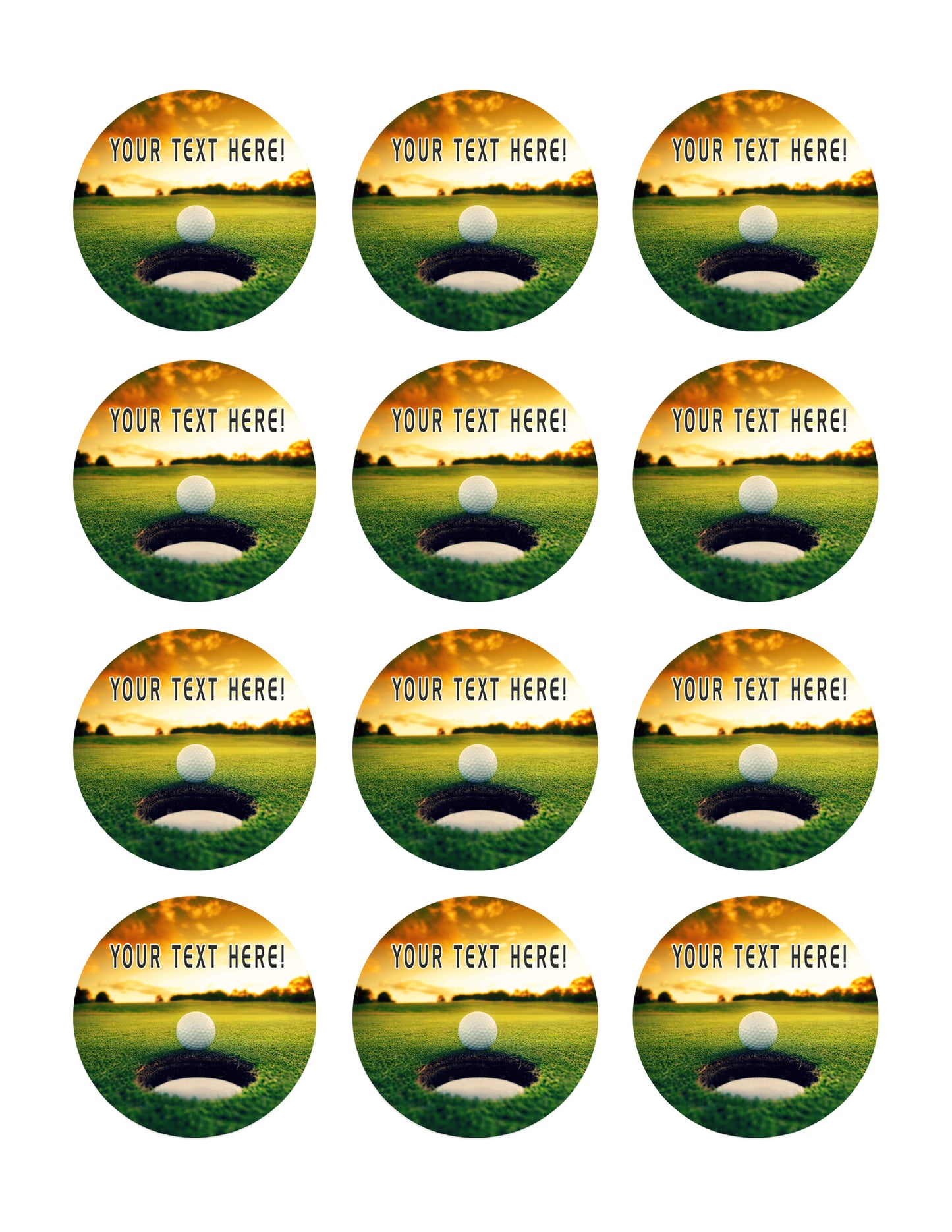 Golf Ball Near Hole - Edible Cake Topper, Cupcake Toppers, Strips