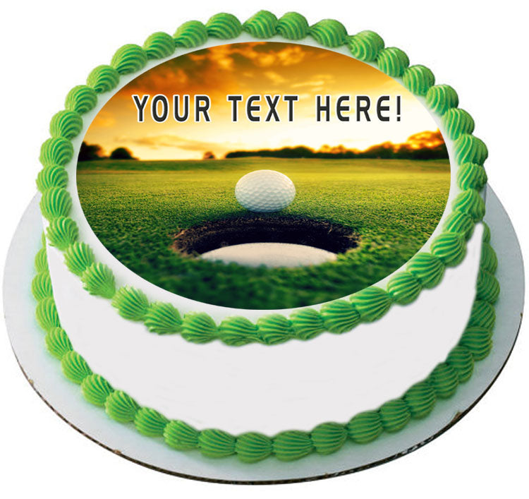Golf Ball Near Hole - Edible Cake Topper, Cupcake Toppers, Strips