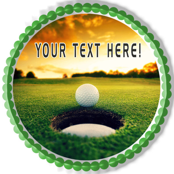 Golf Ball Near Hole - Edible Cake Topper, Cupcake Toppers, Strips