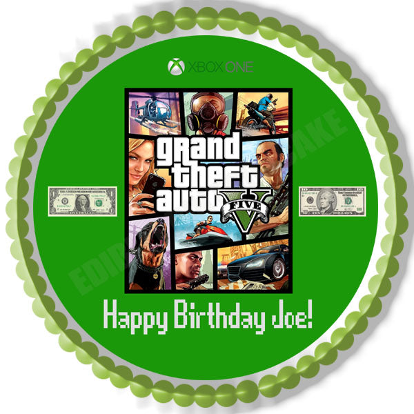 Grand Theft Auto (Nr2) - Edible Cake Topper OR Cupcake Topper, Decor