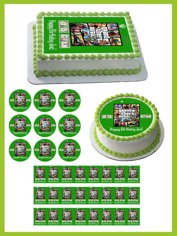 Grand Theft Auto (Nr2) - Edible Cake Topper OR Cupcake Topper, Decor