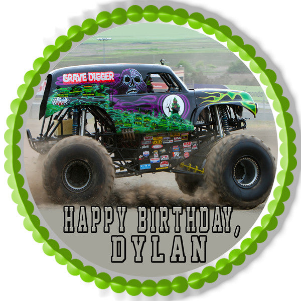 GRAVE DIGGER Monster Truck - Edible Cake Topper OR Cupcake Topper, Decor