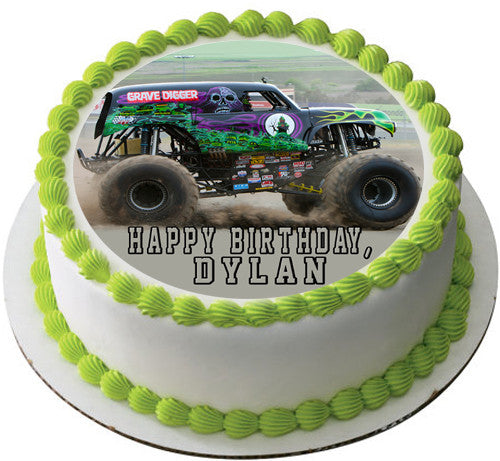 GRAVE DIGGER Monster Truck - Edible Cake Topper OR Cupcake Topper, Decor