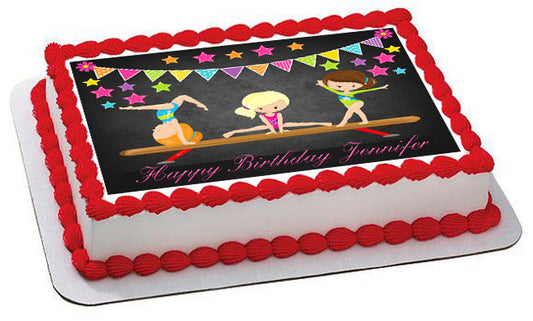 Gymnastics Girls - Edible Cake Topper OR Cupcake Topper, Decor