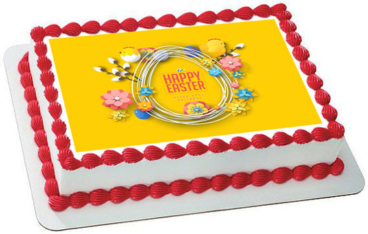 Happy Easter - Edible Cake Topper, Cupcake Toppers, Strips