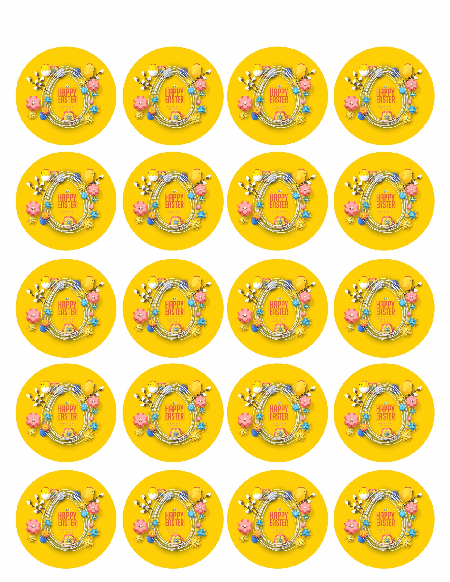 Happy Easter - Edible Cake Topper, Cupcake Toppers, Strips