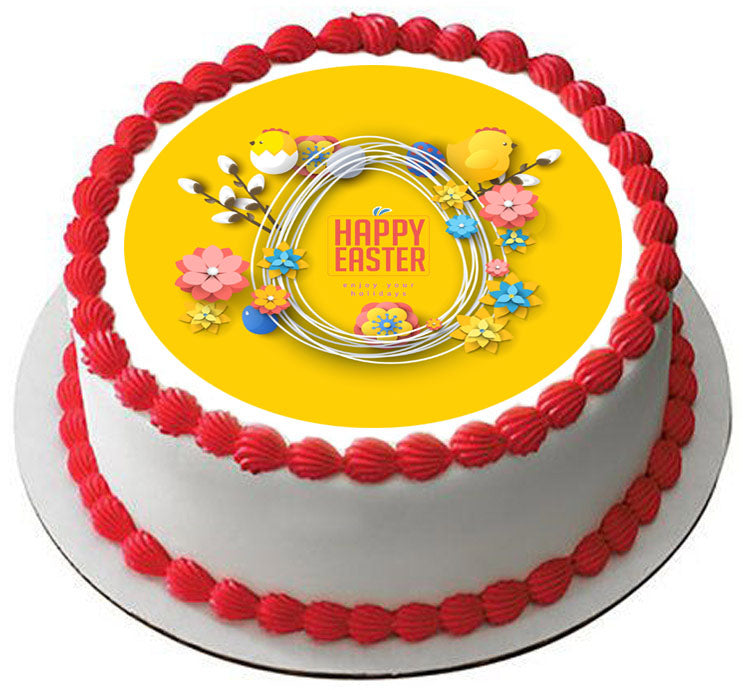 Happy Easter - Edible Cake Topper, Cupcake Toppers, Strips