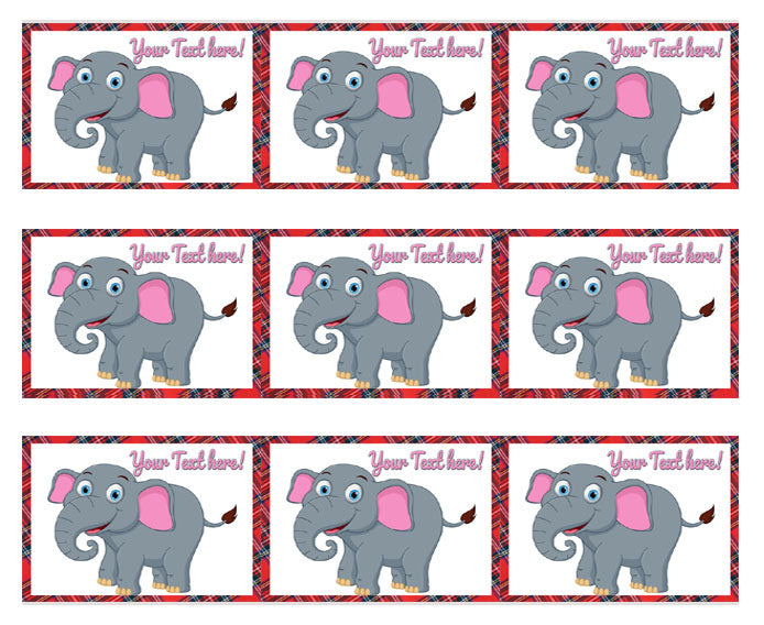 Happy Elephant - Edible Cake Topper, Cupcake Toppers, Strips