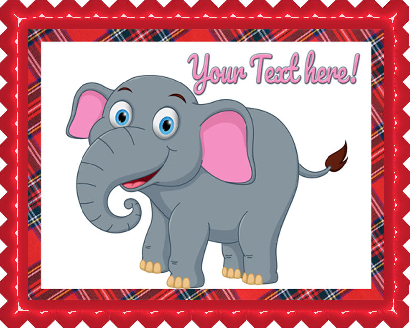 Happy Elephant - Edible Cake Topper, Cupcake Toppers, Strips