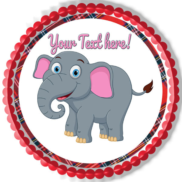 Happy Elephant - Edible Cake Topper, Cupcake Toppers, Strips