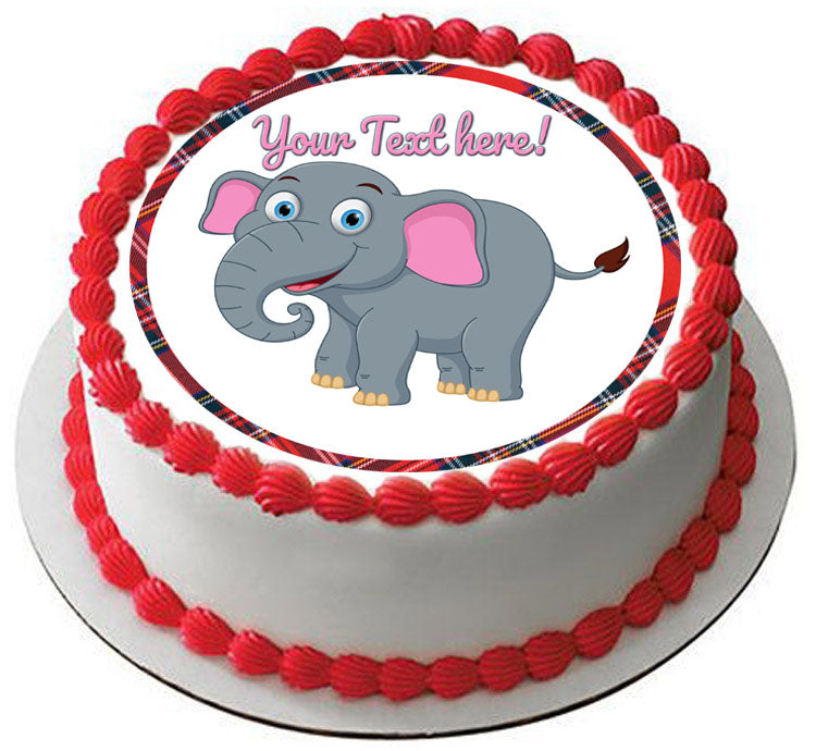 Happy Elephant - Edible Cake Topper, Cupcake Toppers, Strips