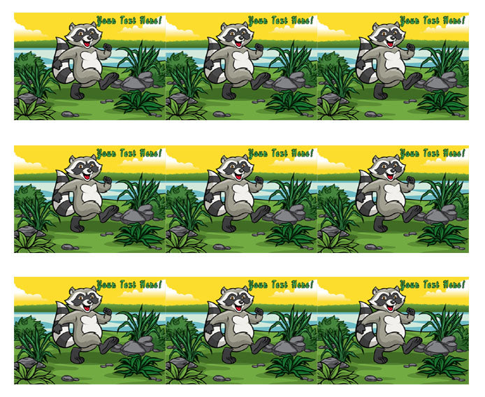 Happy Raccoon - Edible Cake Topper, Cupcake Toppers, Strips