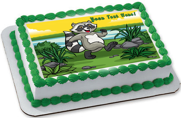 Happy Raccoon - Edible Cake Topper, Cupcake Toppers, Strips