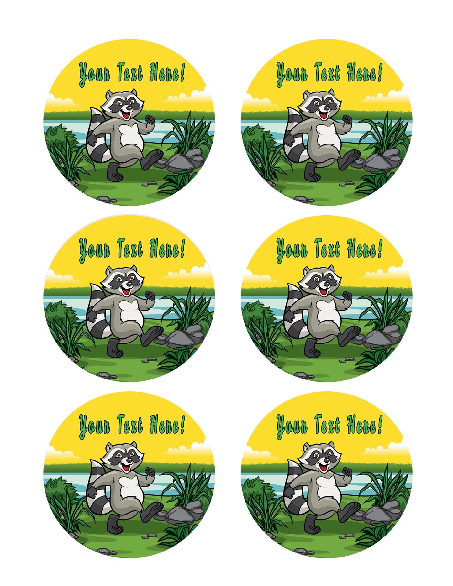 Happy Raccoon - Edible Cake Topper, Cupcake Toppers, Strips
