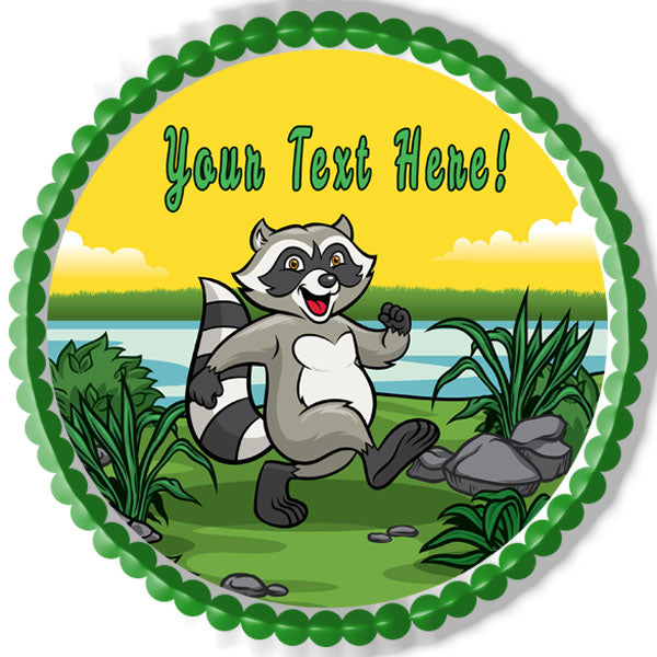 Happy Raccoon - Edible Cake Topper, Cupcake Toppers, Strips
