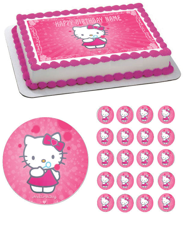 Hello Kitty Character 1 Edible Birthday Cake Topper OR Cupcake Topper, Decor - Edible Prints On Cake (Edible Cake &Cupcake Topper)