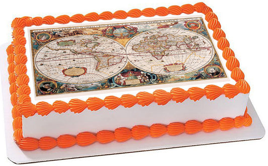 Antique Map Henricus Hondius, 1630 - Edible Cake Topper, Cupcake Toppers, Strips