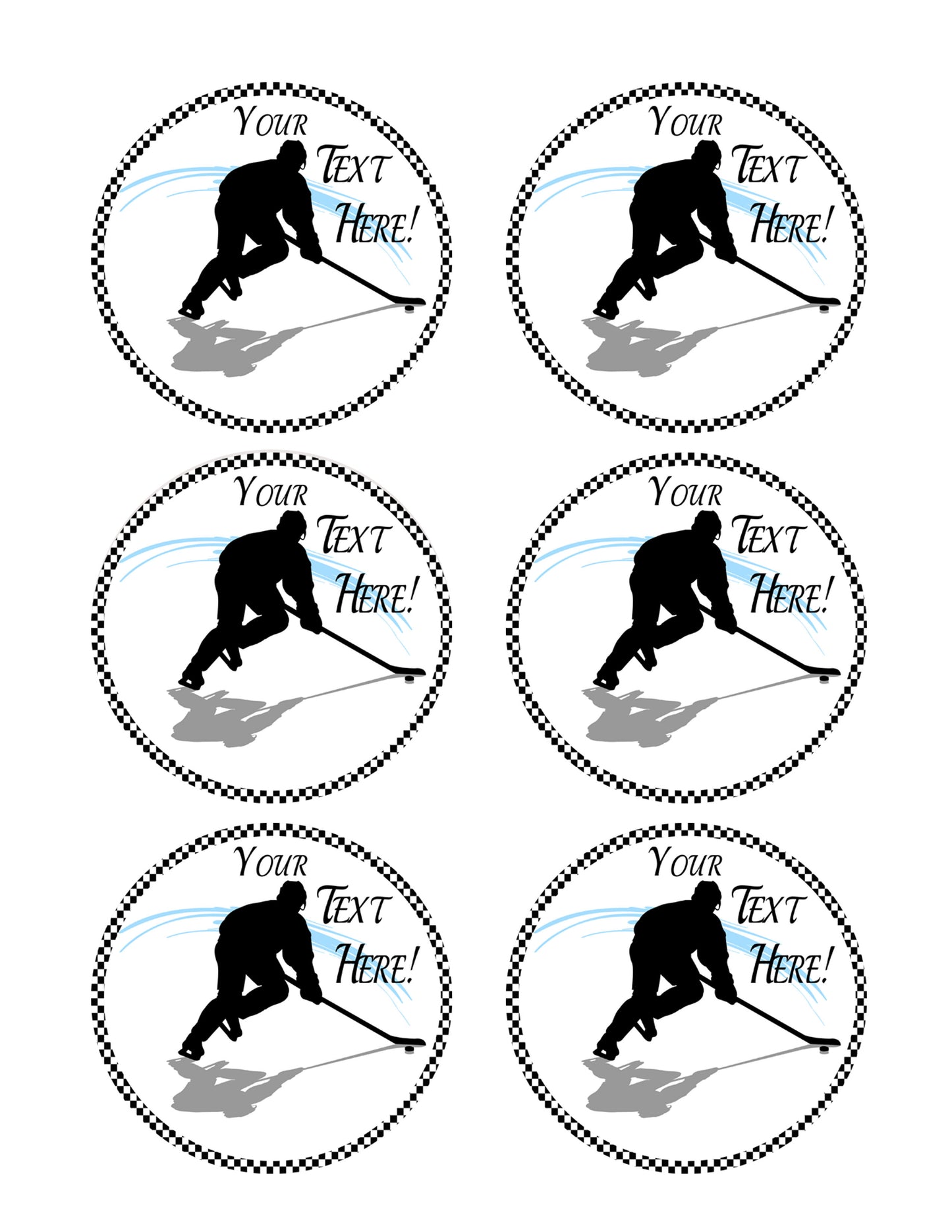 Hockey Player (Nr2) - Edible Cake Topper, Cupcake Toppers, Strips