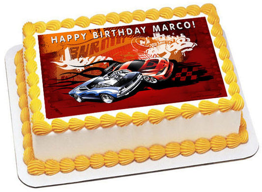 Hot Wheels - Edible Birthday Cake Topper OR Cupcake Topper, Decor