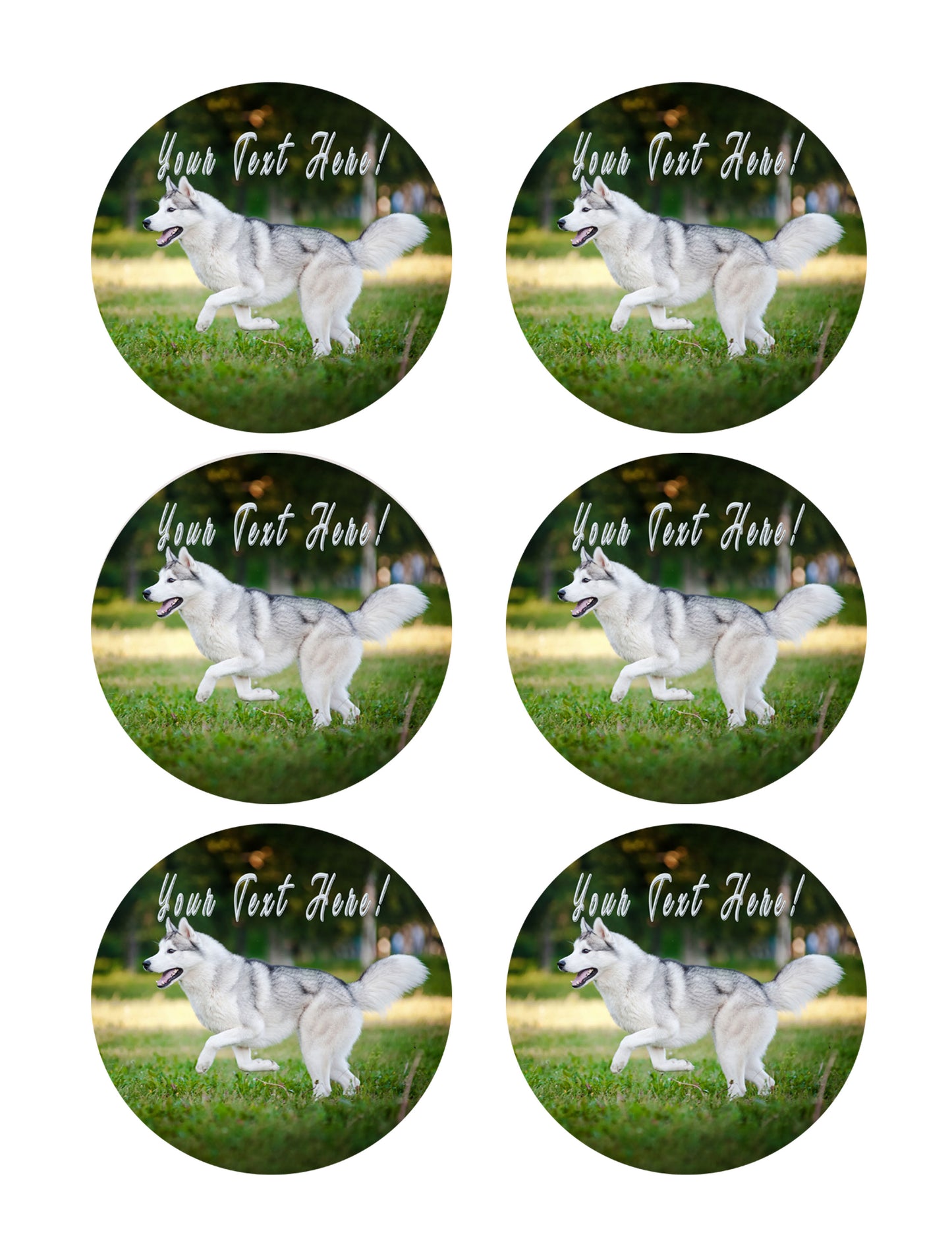 Husky - Edible Cake Topper, Cupcake Toppers, Strips