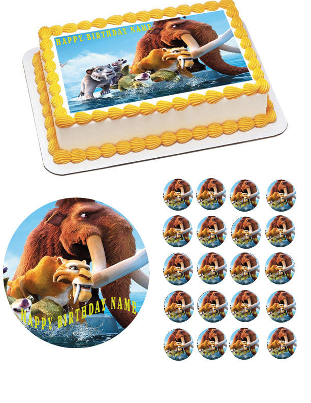 Ice Age Edible Birthday Cake Topper OR Cupcake Topper, Decor - Edible Prints On Cake (Edible Cake &Cupcake Topper)