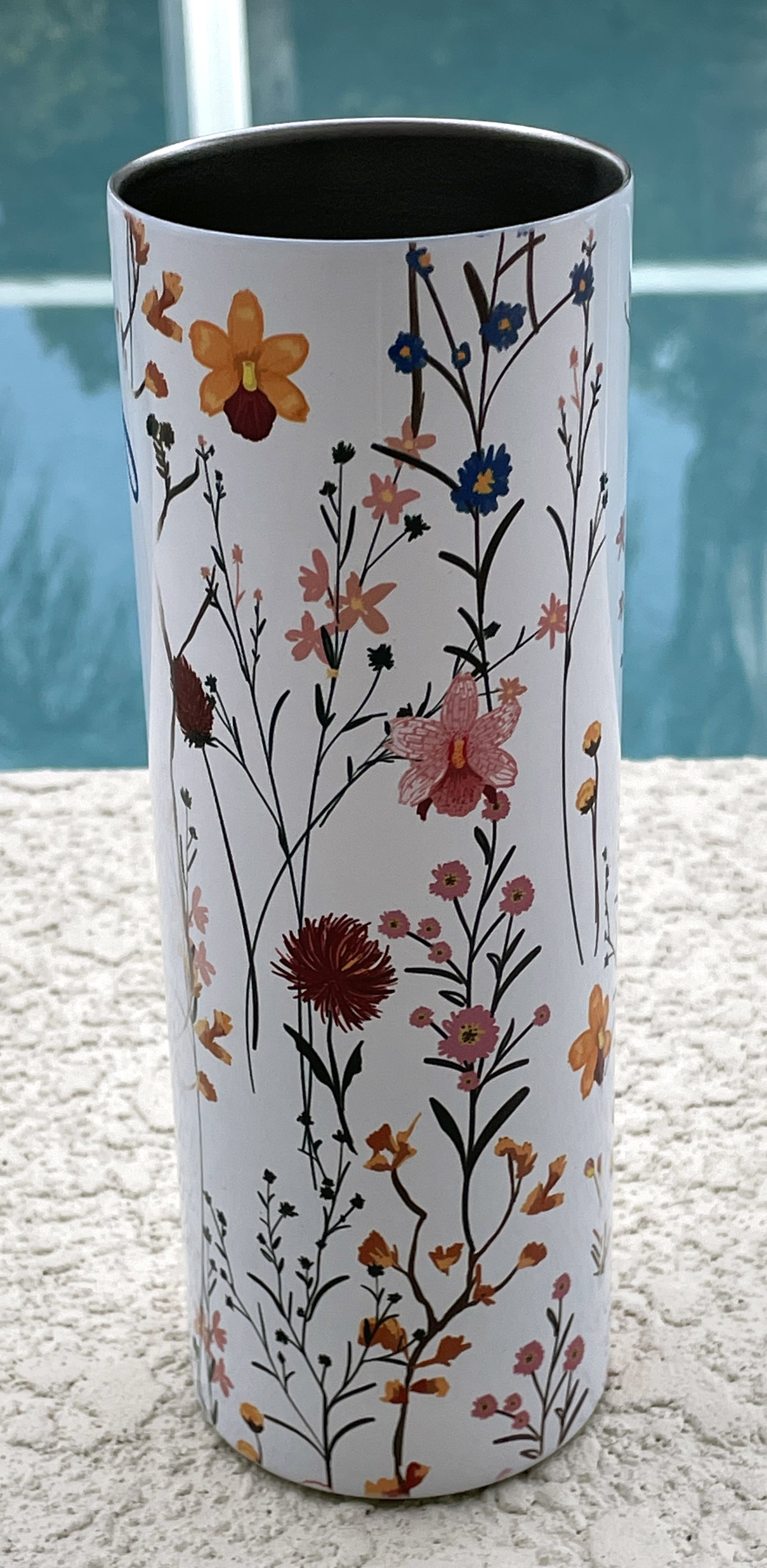 Wild Flowers with name, 20oz Skinny Tumbler with Lid and Straw, Insulated Skinny Tumbler, 20 oz Water Cup