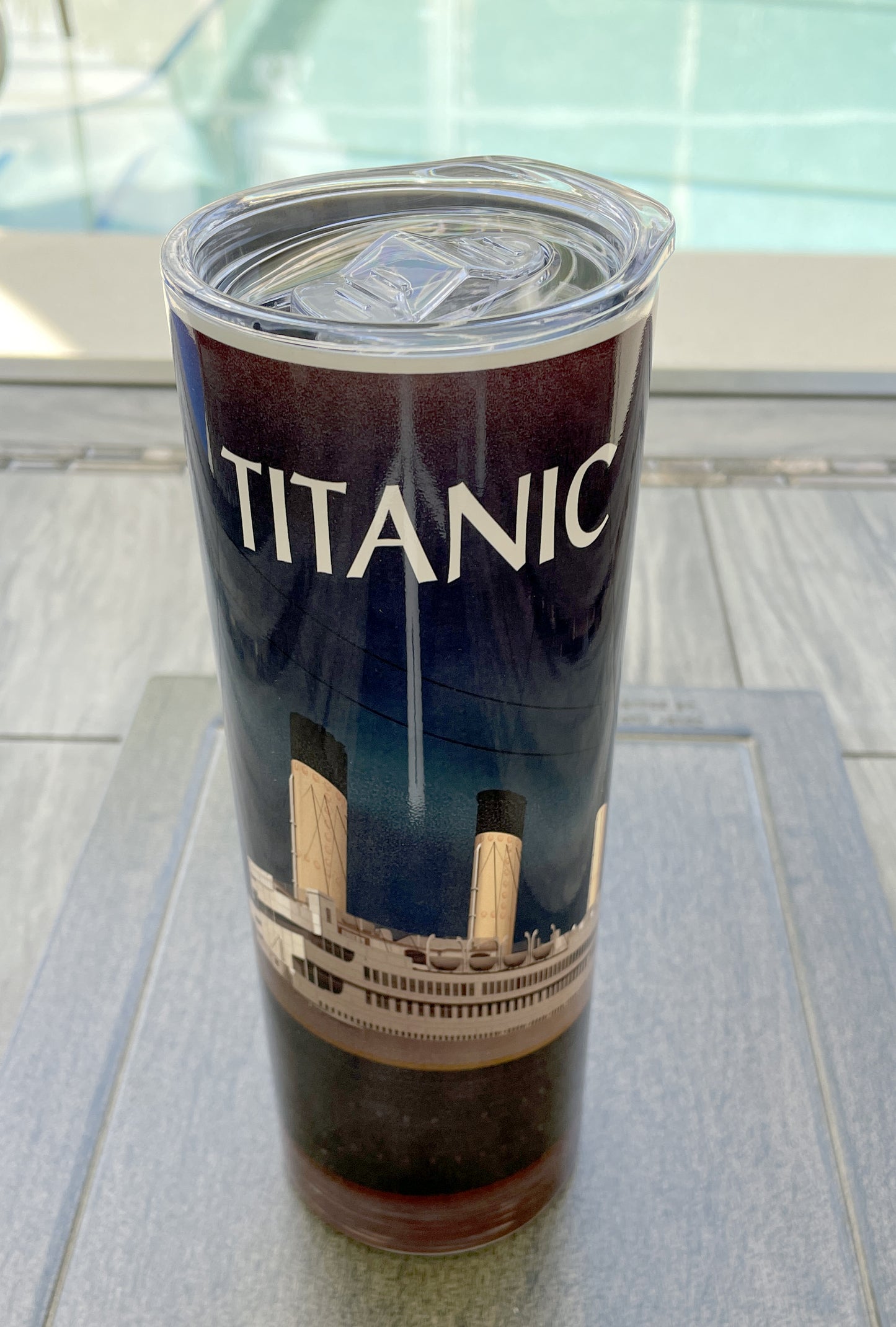 Titanic 20 oz Skinny Tumbler with Lid and Straw, Insulated Skinny Tumbler, 20 oz Water Cup