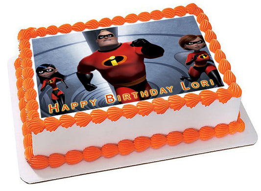 INCREDIBLES 2 Edible Birthday Cake Topper OR Cupcake Topper, Decor - Edible Prints On Cake (Edible Cake &Cupcake Topper)