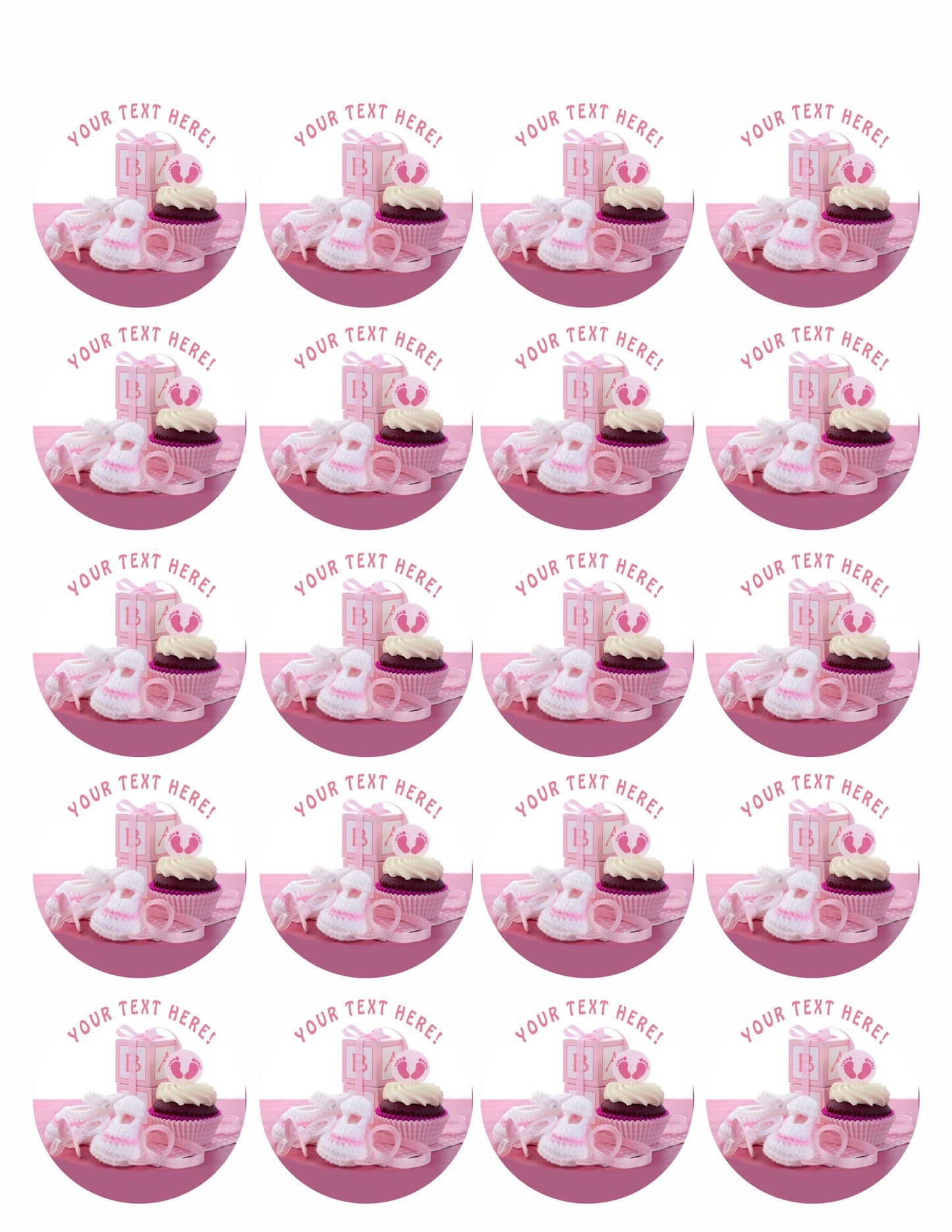 Its a Girl Baby Shower - Edible Cake Topper, Cupcake Toppers, Strips