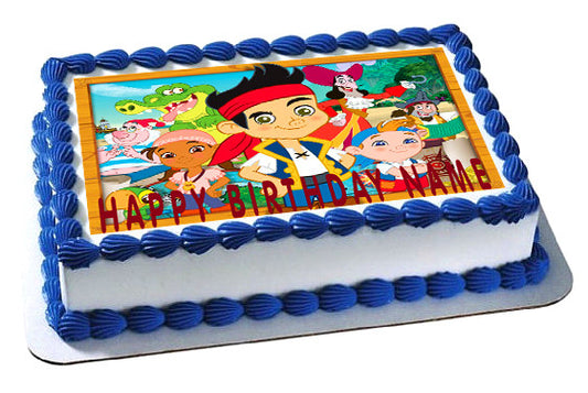Jake and The Neverland Pirates Edible Birthday Cake Topper OR Cupcake Topper, Decor - Edible Prints On Cake (Edible Cake &Cupcake Topper)