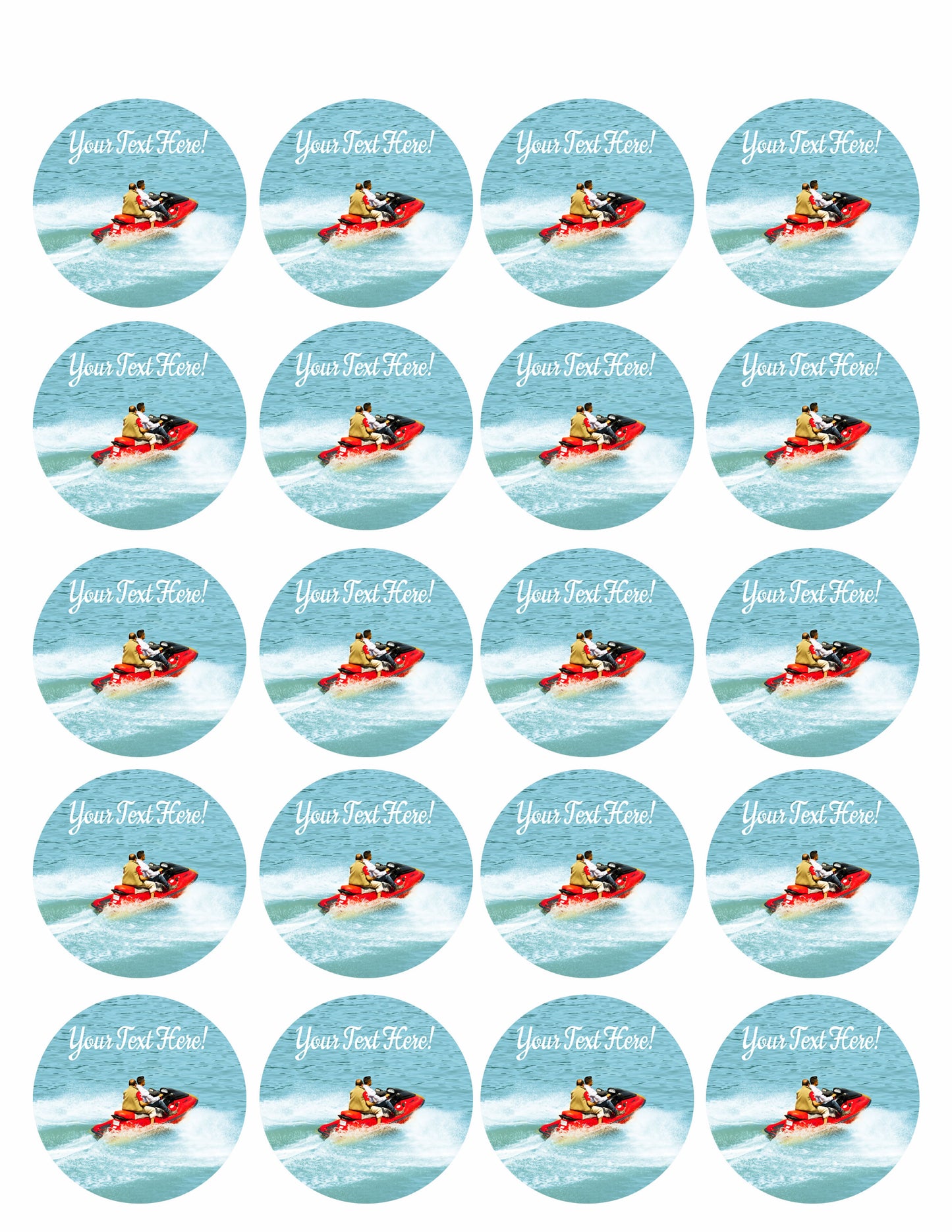 Jet Ski Drive - Edible Cake Topper, Cupcake Toppers, Strips