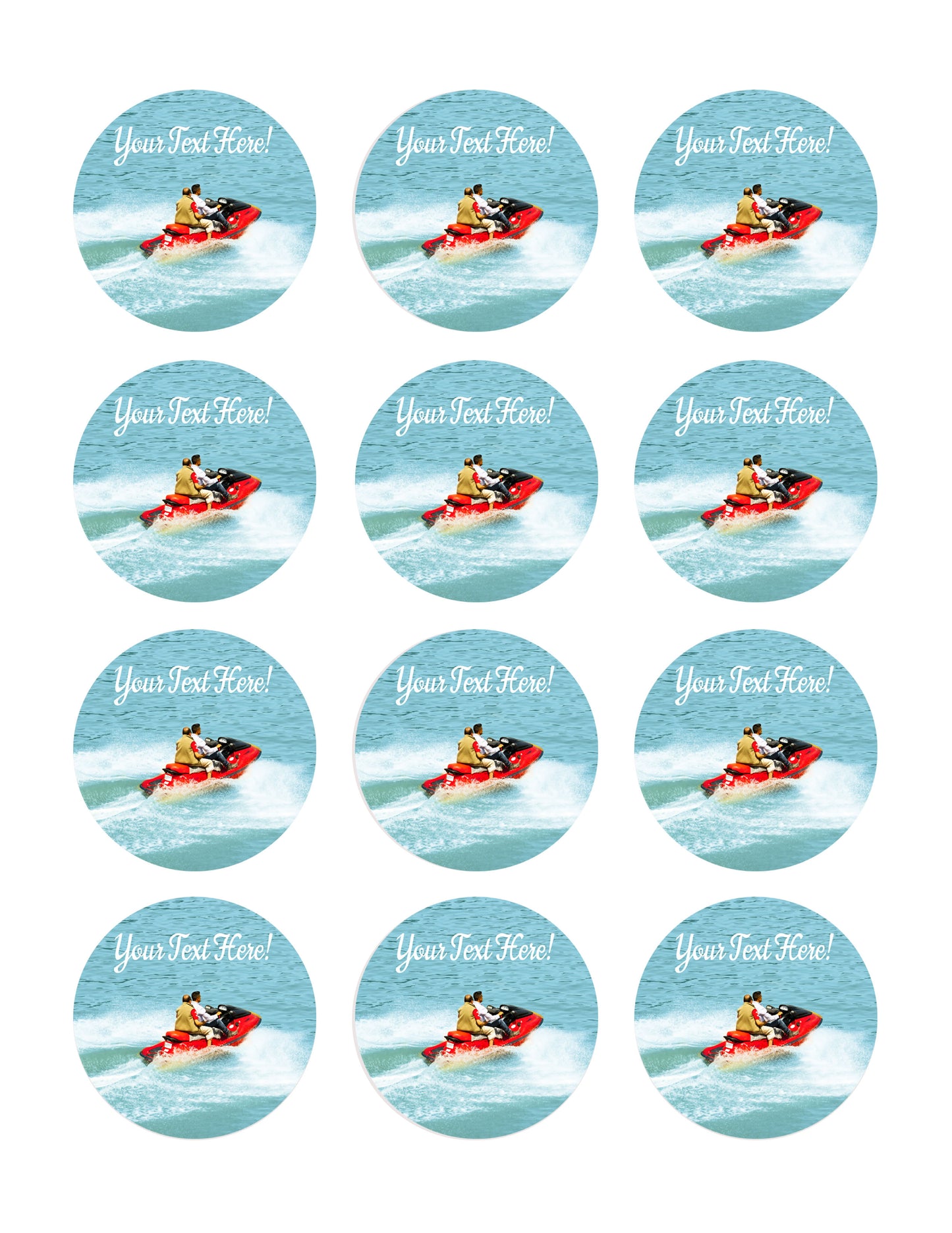 Jet Ski Drive - Edible Cake Topper, Cupcake Toppers, Strips