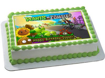 Plants vs Zombie 2 Edible Birthday Cake Topper OR Cupcake Topper, Decor - Edible Prints On Cake (Edible Cake &Cupcake Topper)