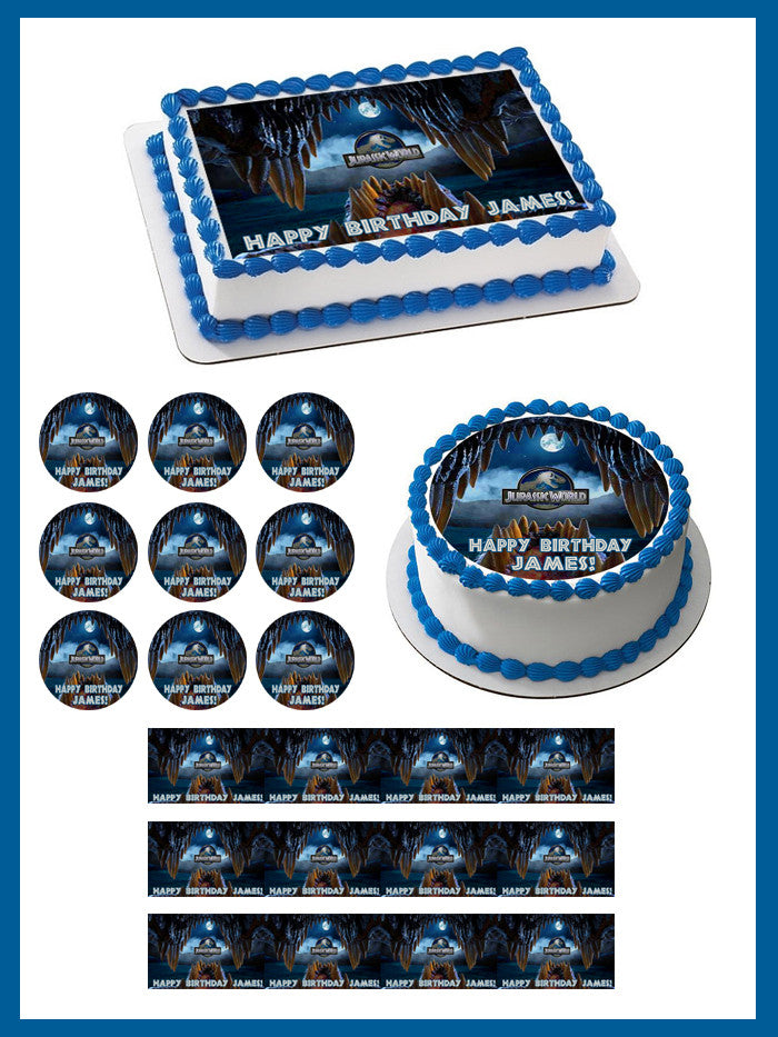 Jurassic World 4 Edible Birthday Cake Topper OR Cupcake Topper, Decor - Edible Prints On Cake (Edible Cake &Cupcake Topper)