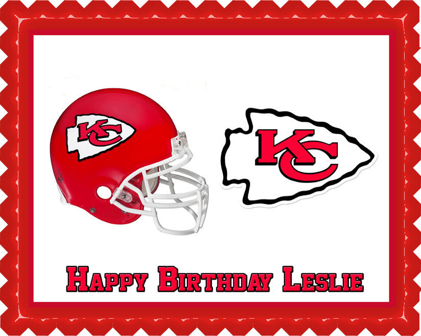 Kansas City Chiefs Edible Birthday Cake Topper OR Cupcake Topper, Decor - Edible Prints On Cake (Edible Cake &Cupcake Topper)