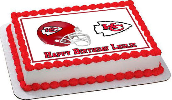 Kansas City Chiefs Edible Birthday Cake Topper OR Cupcake Topper, Decor - Edible Prints On Cake (Edible Cake &Cupcake Topper)