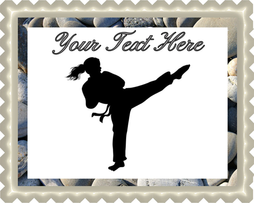 Karate Girl - Edible Cake Topper, Cupcake Toppers, Strips
