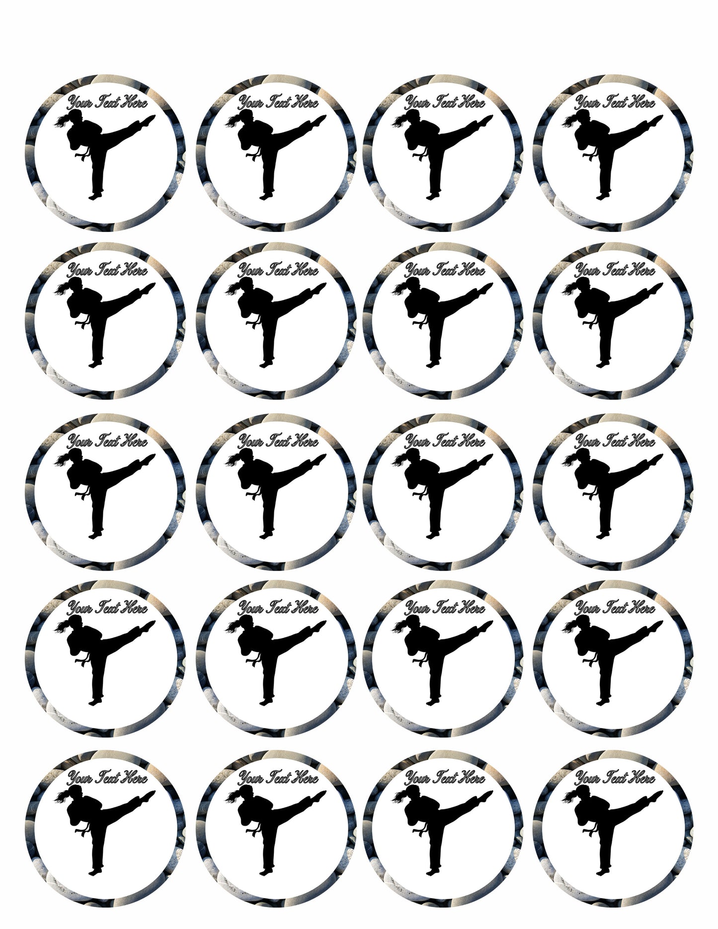 Karate Girl - Edible Cake Topper, Cupcake Toppers, Strips