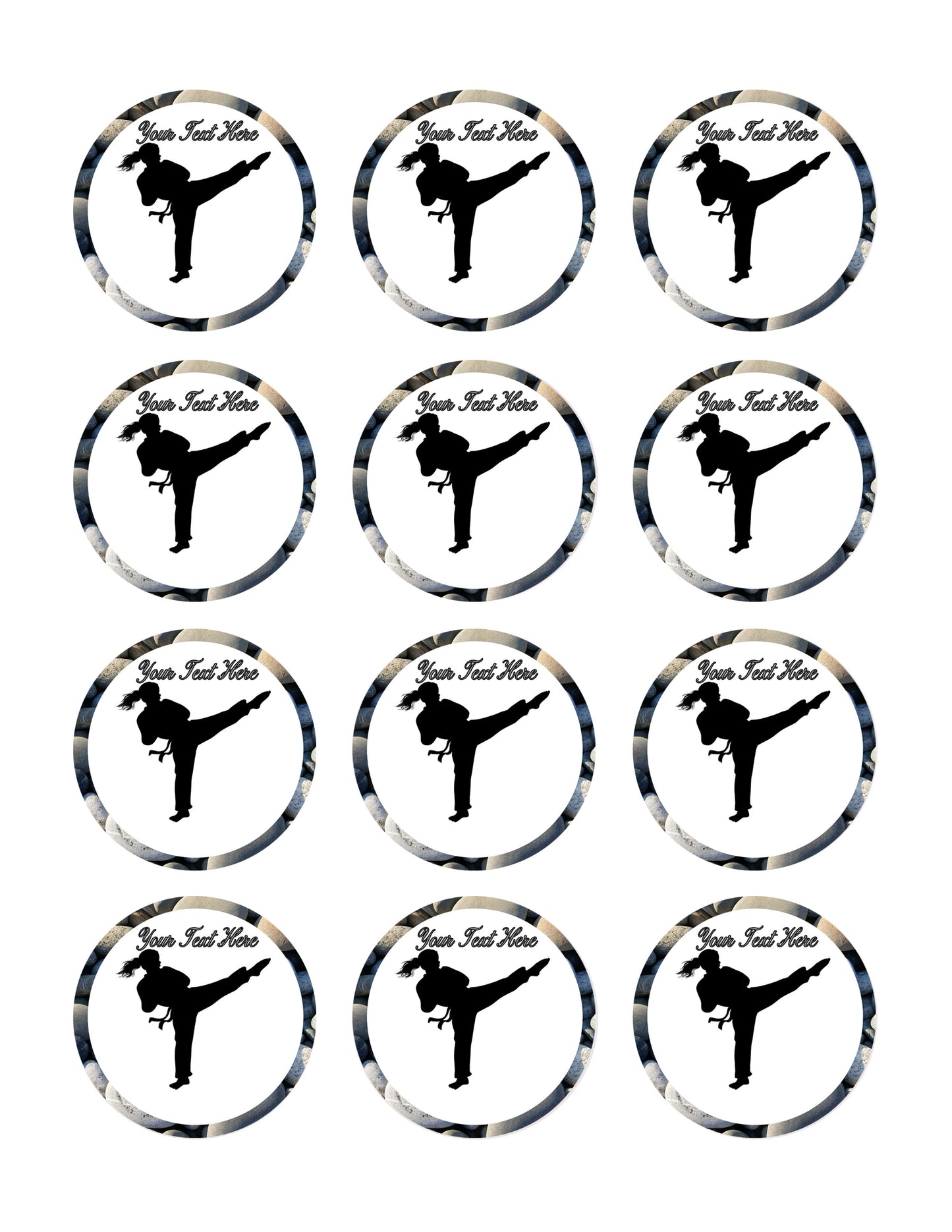 Karate Girl - Edible Cake Topper, Cupcake Toppers, Strips