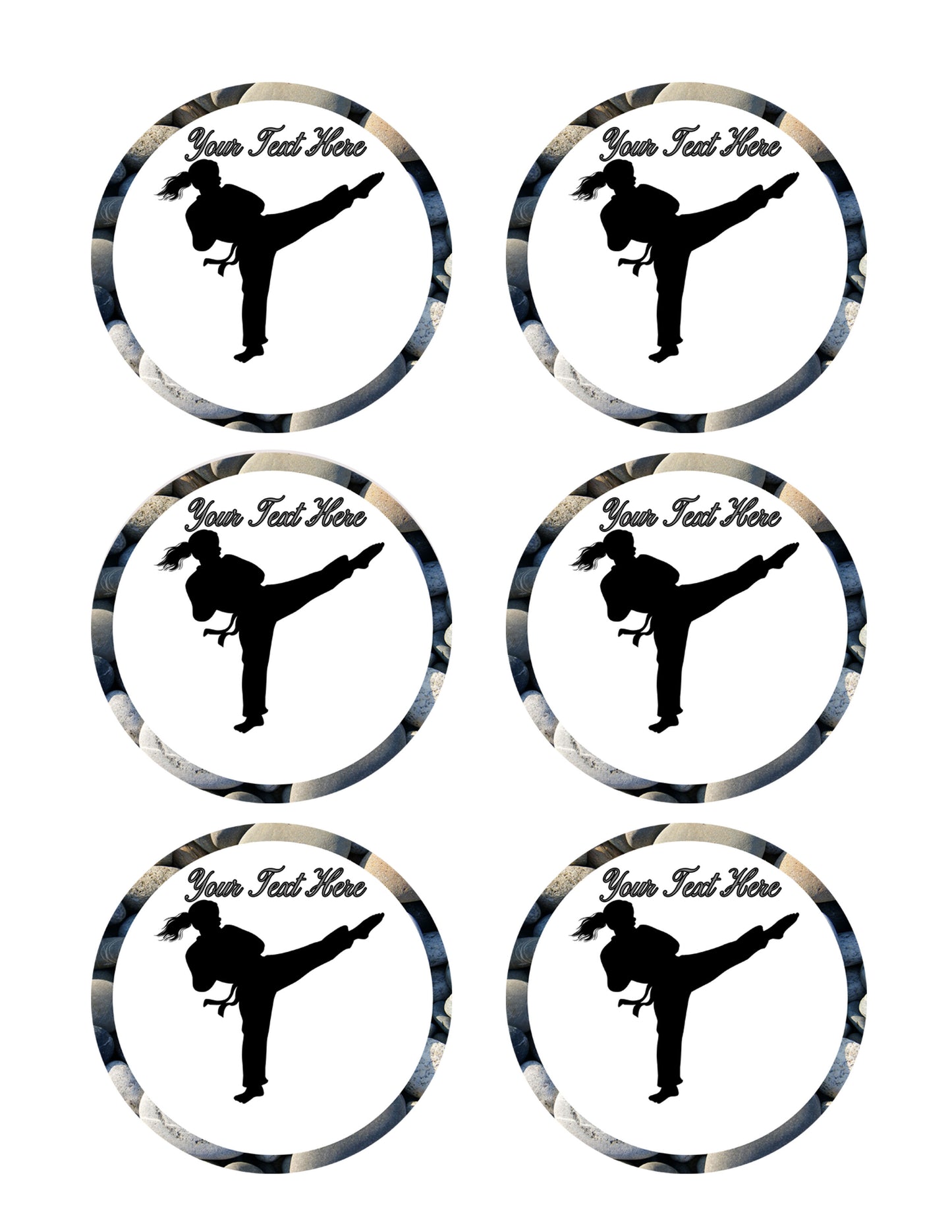 Karate Girl - Edible Cake Topper, Cupcake Toppers, Strips