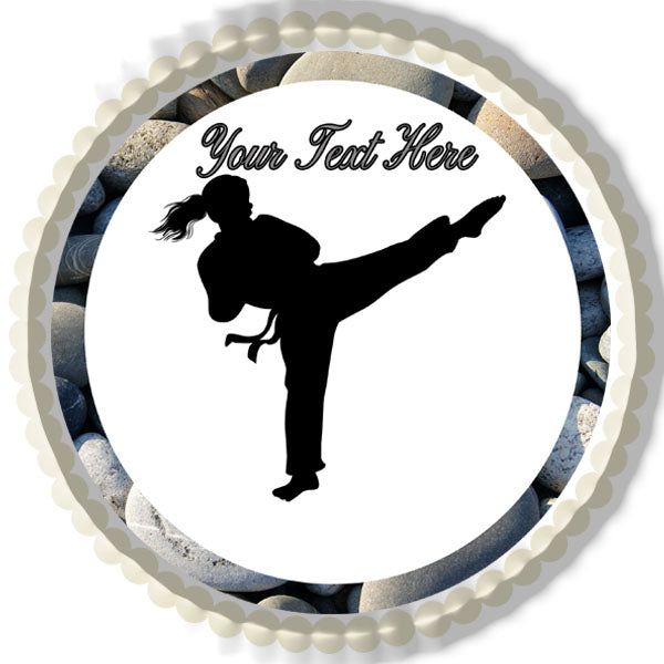 Karate Girl - Edible Cake Topper, Cupcake Toppers, Strips