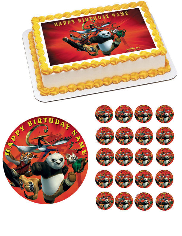 KUNG FU PANDA Edible Birthday Cake Topper OR Cupcake Topper, Decor - Edible Prints On Cake (Edible Cake &Cupcake Topper)