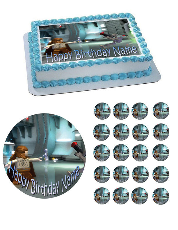 Lego Star Wars 2 Edible Birthday Cake Topper OR Cupcake Topper, Decor - Edible Prints On Cake (Edible Cake &Cupcake Topper)