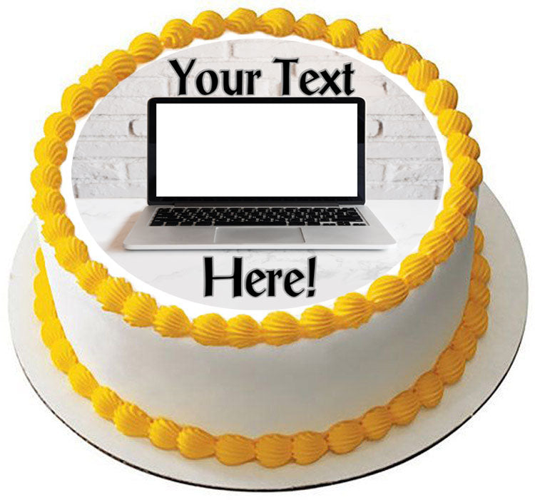 Laptop Computer - Edible Cake Topper, Cupcake Toppers, Strips