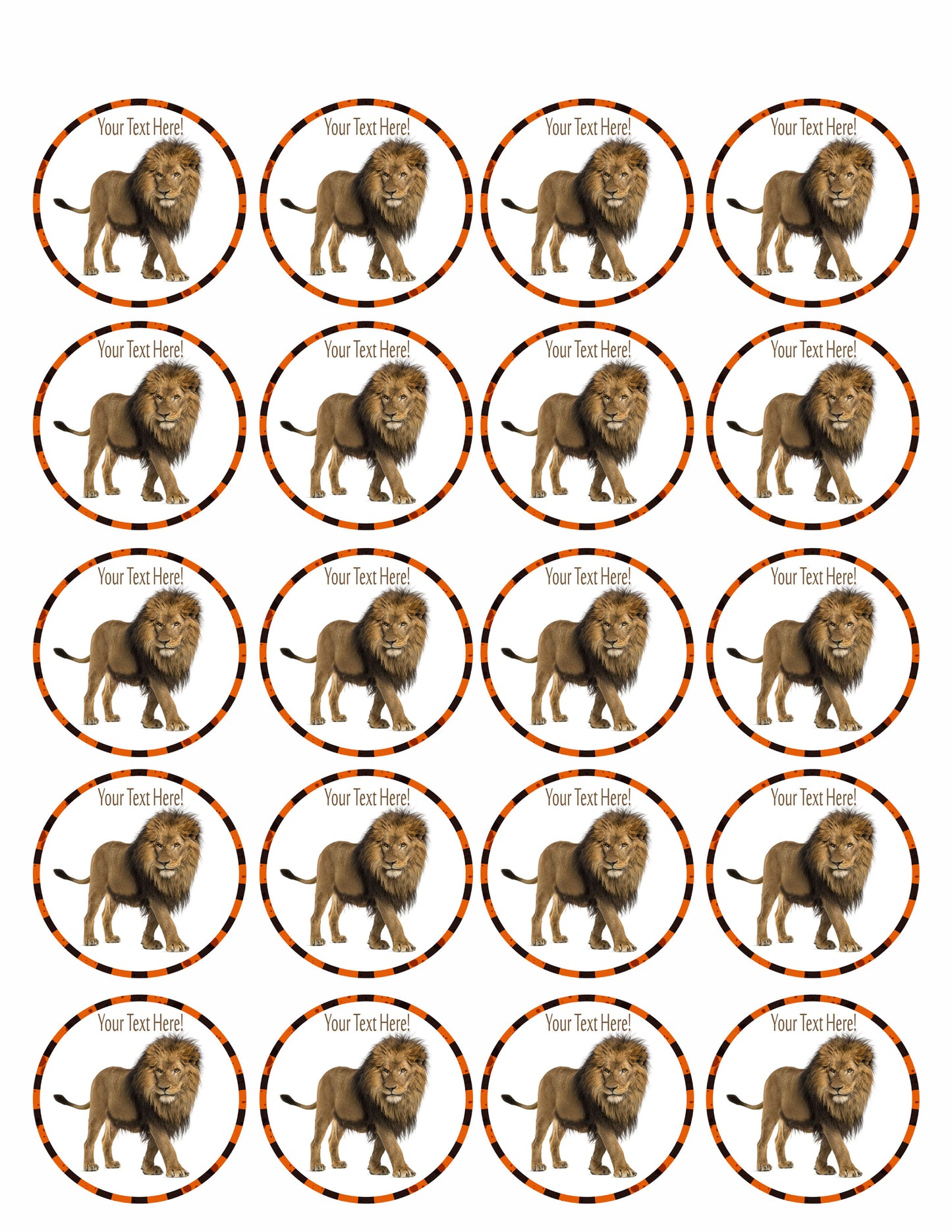 Lion - Edible Cake Topper, Cupcake Toppers, Strips