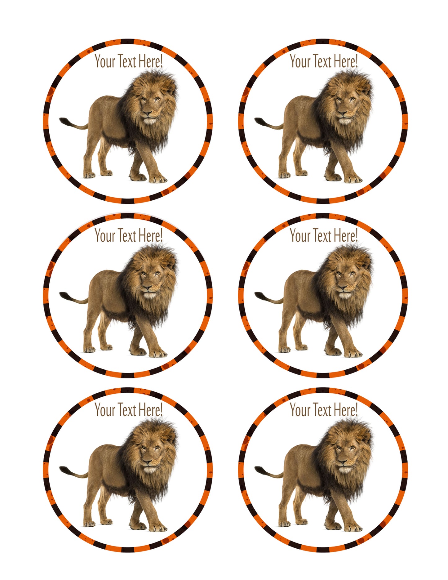 Lion - Edible Cake Topper, Cupcake Toppers, Strips