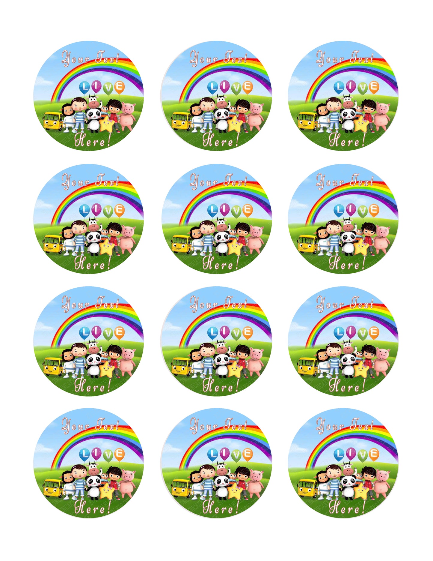 Little Baby Bum - Edible Cake Topper, Cupcake Toppers, Strips