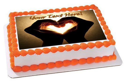 Hands with heart image - Edible Cake Topper, Cupcake Toppers, Strips