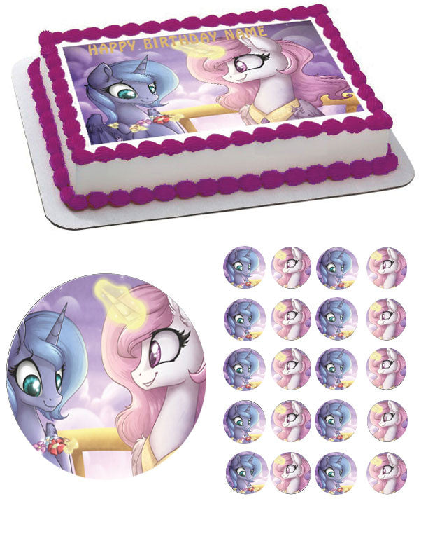 MY LITTLE PONI 2 Edible Birthday Cake Topper OR Cupcake Topper, Decor - Edible Prints On Cake (Edible Cake &Cupcake Topper)