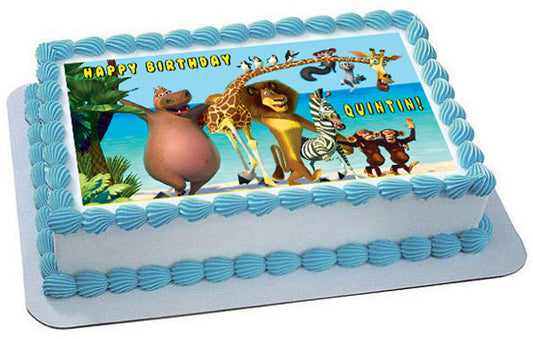 MADAGASCAR - Edible Cake Topper OR Cupcake Topper, Decor